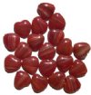 20 15mm Dark Red with White Marble Glass Heart Beads
